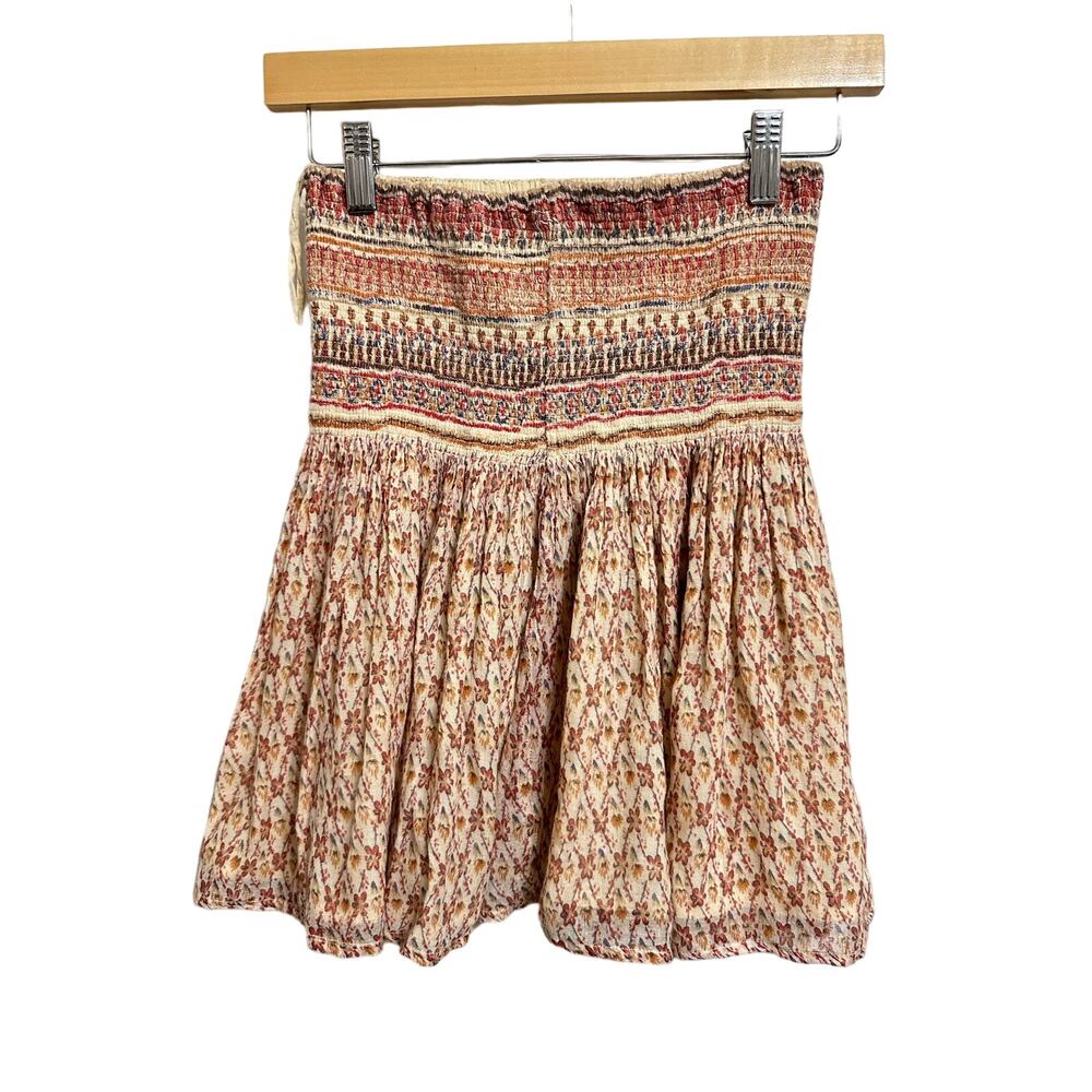 Mes‎ Demoiselles smocked beige floral mini skirt size 40 (8)